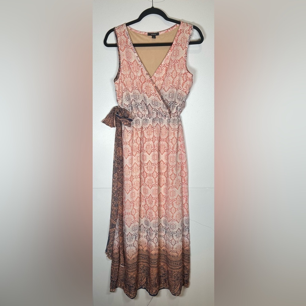 Espresso Peach and Brown Maxi Dress. Fall Dress.